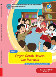 Cover Buku Guru Kelas V Tema 1 Organ Gerak Manusia dan Hewan